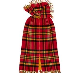 Cape,  green, red,yellow.  Wool Cape with zipper ,